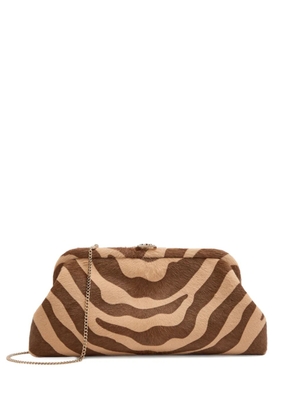Jimmy Choo Skylar zebra-print calf-hair clutch bag - Brown