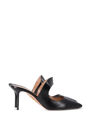 Aquazzura croc-embossed pointed-toe mules - Black