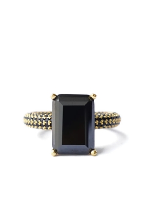Izabel Display Mega rectangle-stone ring - Black