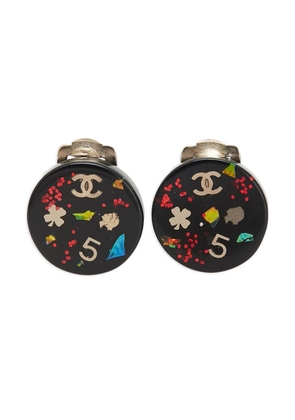 CHANEL Pre-Owned 2006 CC Resin No. 5 Button Clip on Earrings costume earrings - Black