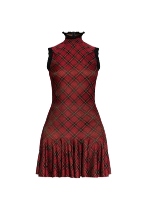 Alexander McQueen ruffled tartan mini dress - Red