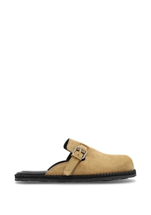 Moschino buckled suede mules - Neutrals