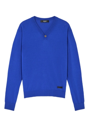 Versace button v-neck sweater - Blue