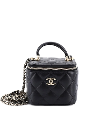 CHANEL Pre-Owned Classic Top Handle Vanity Case with Chain Quilted Lambskin Mini crossbody bag - Black
