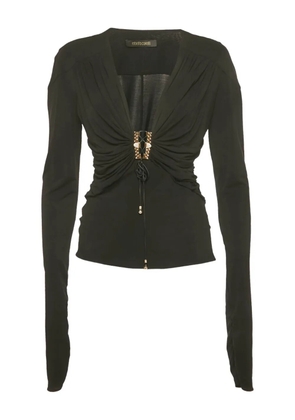 Roberto Cavalli Vintage embellished lace-up top - Black