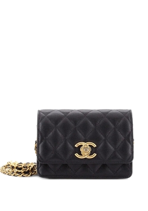 CHANEL Pre-Owned Twist Your Buttons Flap Clutch with Chain Quilted Caviar crossbody bag - Black