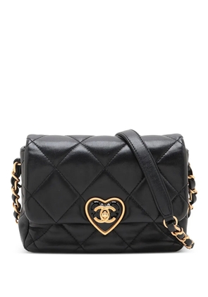 CHANEL Pre-Owned 2021-2025 Mini Quilted Lambskin Acrylic Coco Love Flap crossbody bag - Black