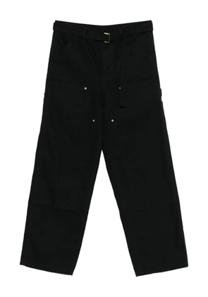 sacai belted cotton jeans - Black