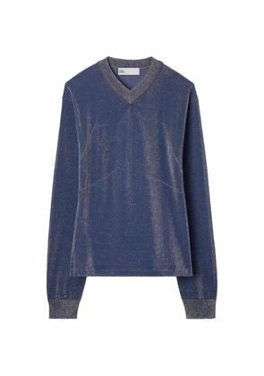 Tory Burch metallic V-neck sweater - Blue