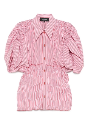 Rochas puffed-sleeve striped shirt - Red