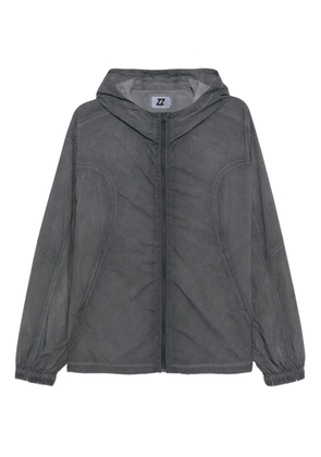 izzue embroidered-slogan hooded jacket - Grey