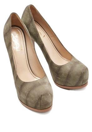 Saint Laurent Pre-Owned 150mm quilted suede pumps - Green