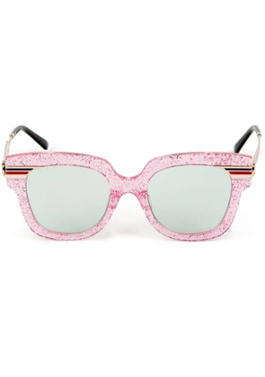 Gucci Pre-Owned 2000s Web-detail square-frame sunglasses - Pink