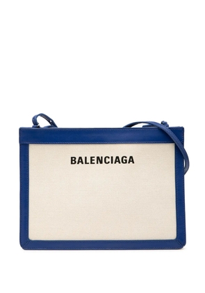 Balenciaga Pre-Owned 2018 Canvas Navy Pochette crossbody bag - Brown