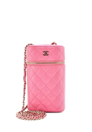 CHANEL Pre-Owned Classic Vanity Phone Holder with Chain Quilted Caviar clutch bag - Pink