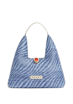 Marni wavy-pattern cabochon-trapeze tote bag - Blue