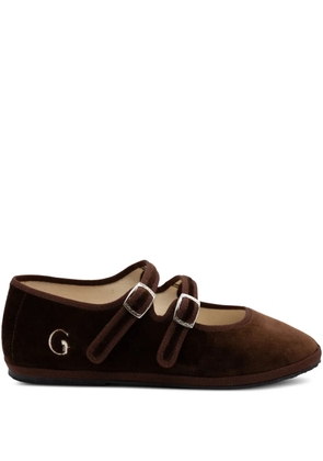 Gondolina Sigari Mary Jane double-lace ballet flats - Brown