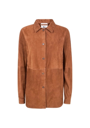Semicouture panelled suede shirt - Brown
