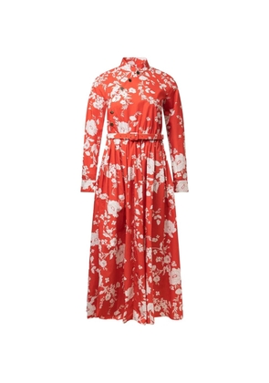 Self-Portrait floral-pattern cotton midi dress - Red