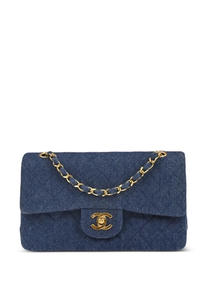 CHANEL Pre-Owned 1990 small Double Flap denim shoulder bag - Blue