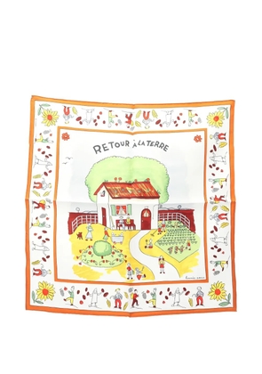 Hermès Pre-Owned 2010s Carré 45 Retour À La Terre scarf - White