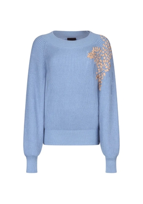LIU JO faux-raffia embroidery sweater - Blue
