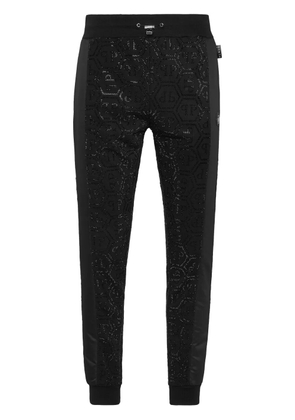 Philipp Plein Inserts Monogram Strass track pants - Black
