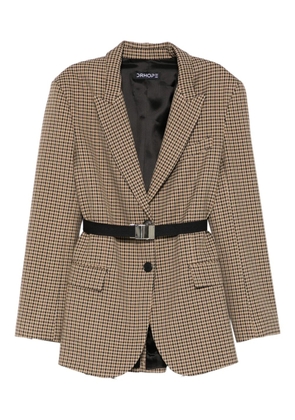 DRHOPE check belted blazer - Brown