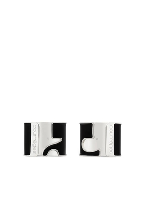 Courrèges logo-enamel ring set - Silver