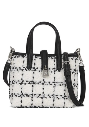 Karl Lagerfeld check-pattern padlock tote bag - White