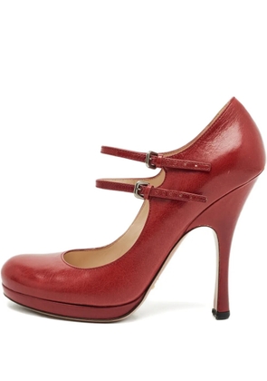 Prada Pre-Owned leather buckle Mary Jane pumps - Red