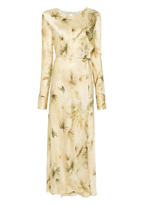 Forte Forte floral-print satin wrap dress - Yellow