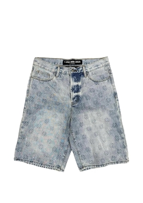 LOSTSHDWS embossed denim shorts - Blue