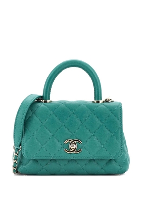 CHANEL Pre-Owned Coco Top Handle Bag Quilted Caviar Mini satchel - Green