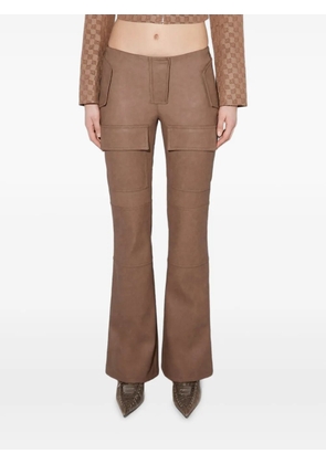 MISBHV faux-leather bootcut moto trousers - Brown