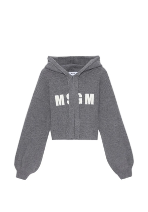 MSGM logo-lettering hoodie - Grey