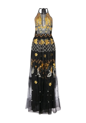 Temperley London Remi halter embroidered tulle gown - Black
