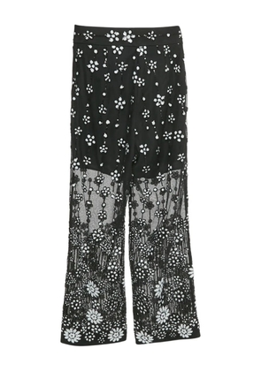 Self-Portrait 2020s sequin floral trousers - Black