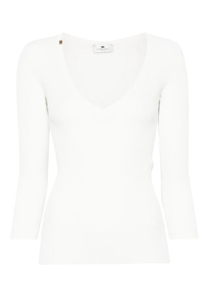 Elisabetta Franchi V-neck ribbed top - White