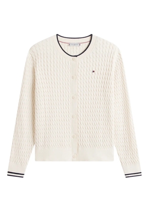 Tommy Hilfiger crew-neck cable-knit cardigan - Neutrals