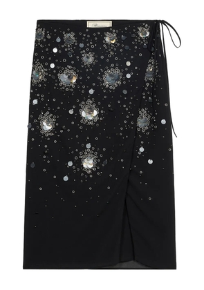 Blumarine embroidered-sequins wrap mid skirt - Black
