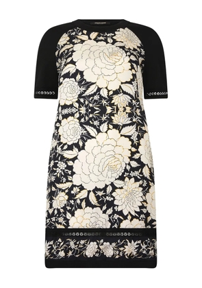 Roberto Cavalli floral-print raglan-sleeve mini dress - Black