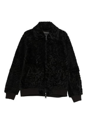 P.A.R.O.S.H. lamb-fur zip-up bomber jacket - Brown