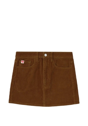 A BATHING APE® heart-motif corduroy mini skirt - Brown