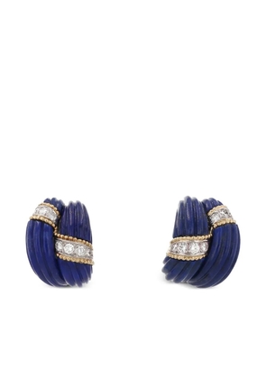 Cartier 1970's diamond and lapis lazuli earrings - Blue