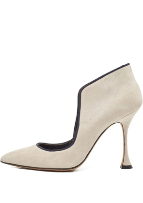 Manolo Blahnik pre-owned 110mm suede cut-out pumps - Neutrals