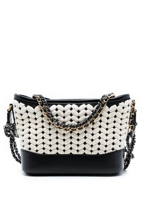 CHANEL Pre-Owned 2019 Small Knit and Calfskin Gabrielle Hobo crossbody bag - White