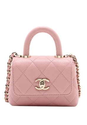 CHANEL Pre-Owned 2021-2025 Nano Quilted Caviar Coco Top Handle Bag satchel - Pink