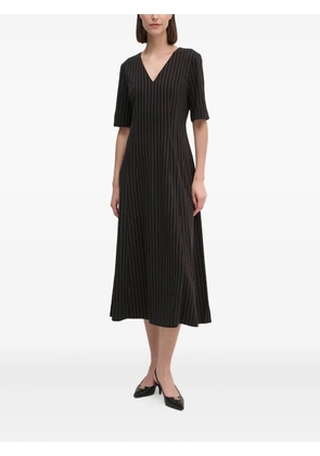 DKNY striped V-neck midi dress - Black