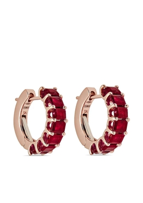 Jewels Aficionado 18kt rose gold ruby hoop earrings - Pink